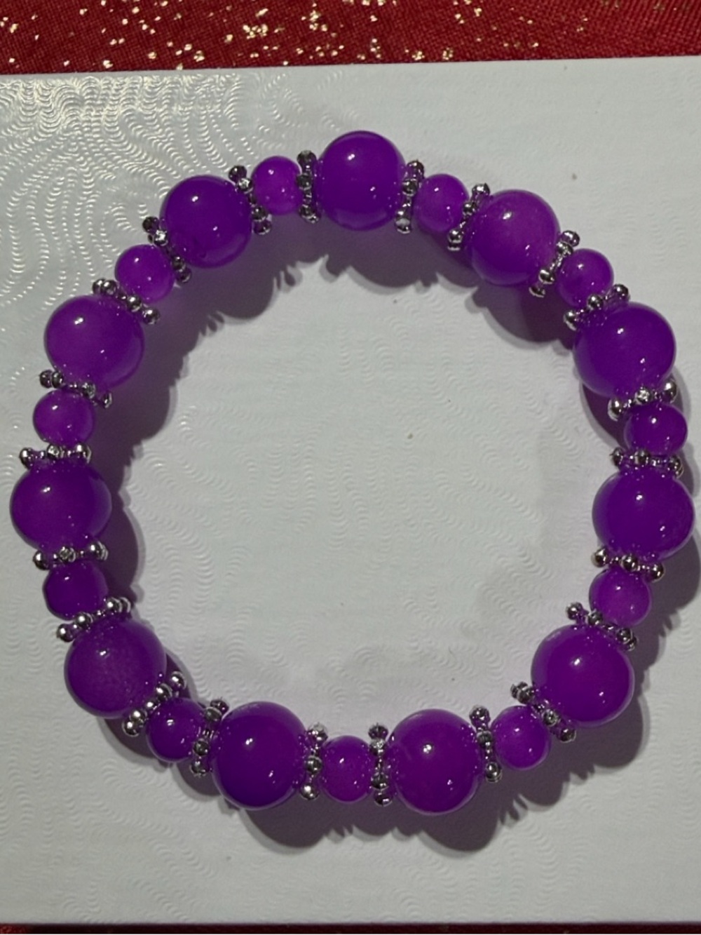 Purple Beaded Stretch Bracelet by